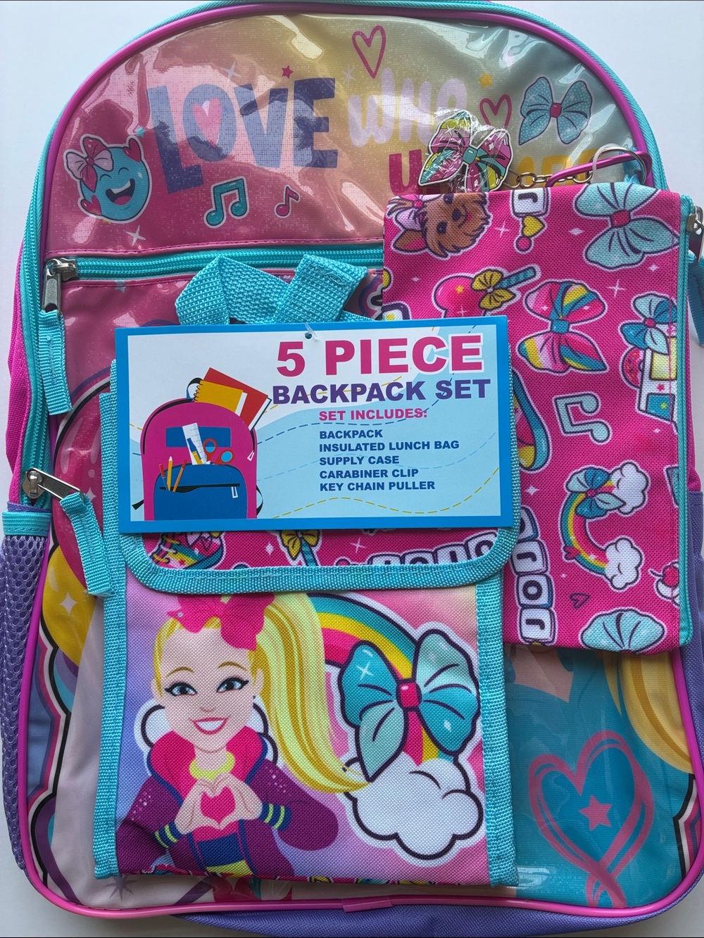 JoJo SIwa 5-Piece Backpack Set - Includes Lunch Bag & Pencil Case